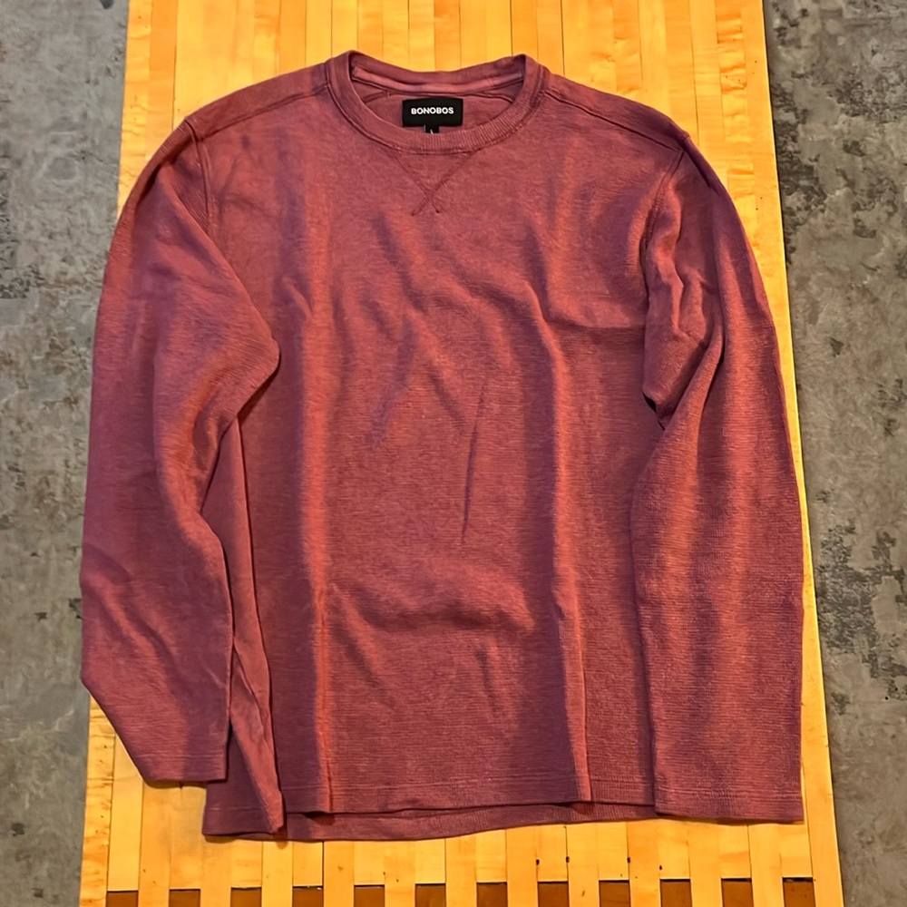 Long sleeve waffle tee - darker pink, very lightly worn. Size large